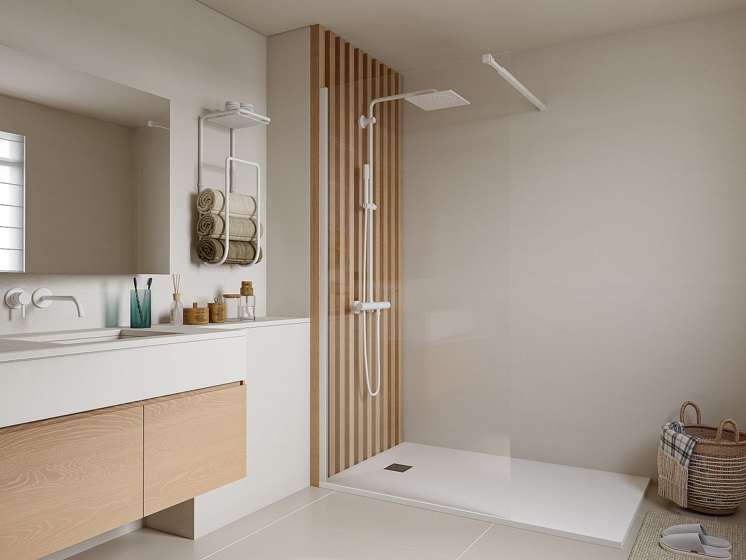 Ścianka prysznicowa do kabiny walk-in - Biały mat - 120 x 200 cm - DAREN