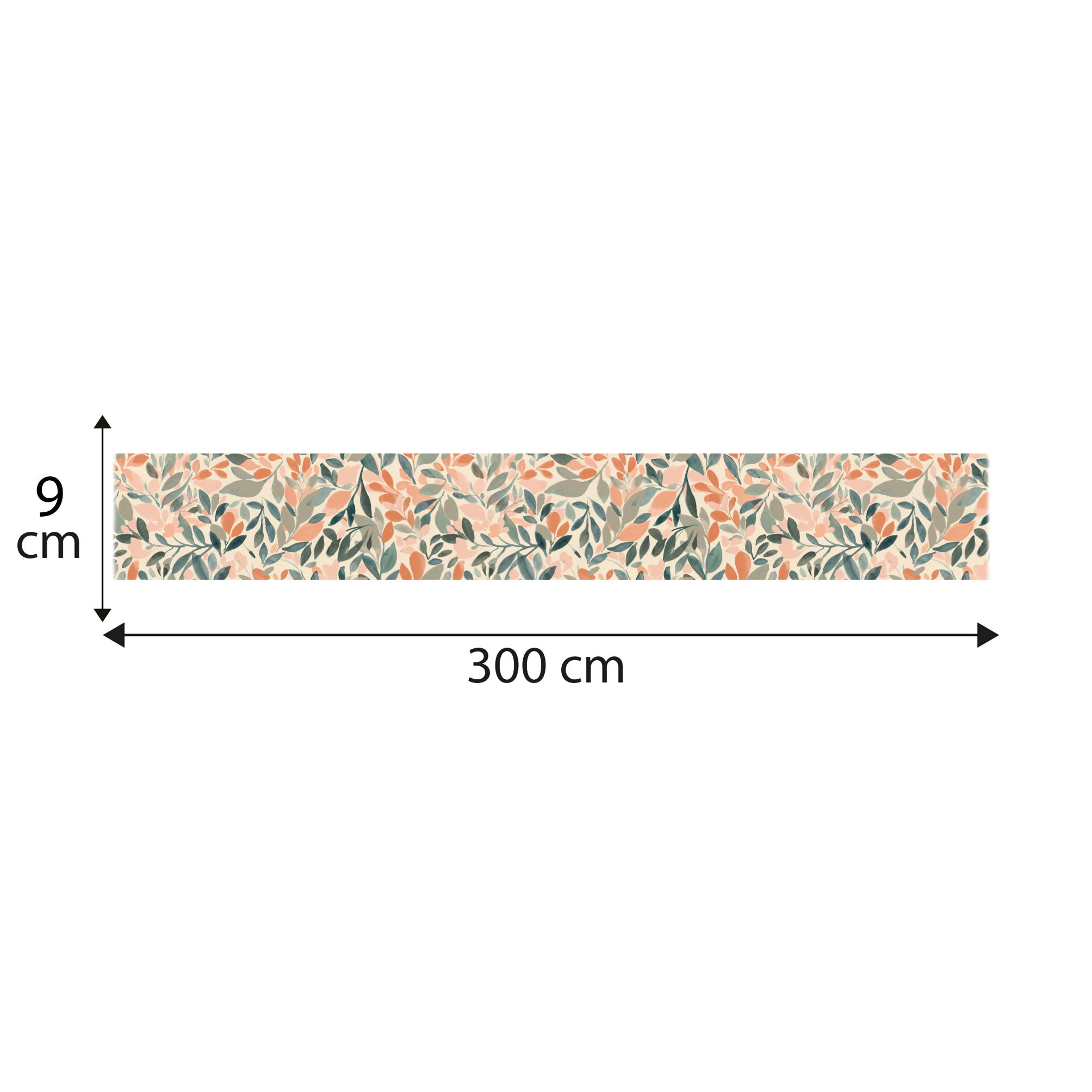 Cenefa adhesiva decorativa, flores pastel, follaje, beige, verde, rosa pastel, 9 cm x 300 cm - 5