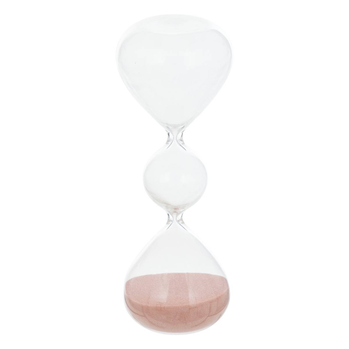 Atmosphera Reloj de arena de cristal bliss ondulado h19cm Rosa
