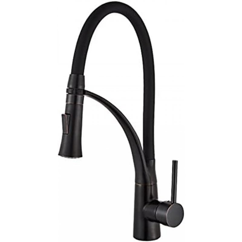 Bateria kuchenna ze stopu cynku z wyciąganą wylewką, czarna, ze stopu cynku