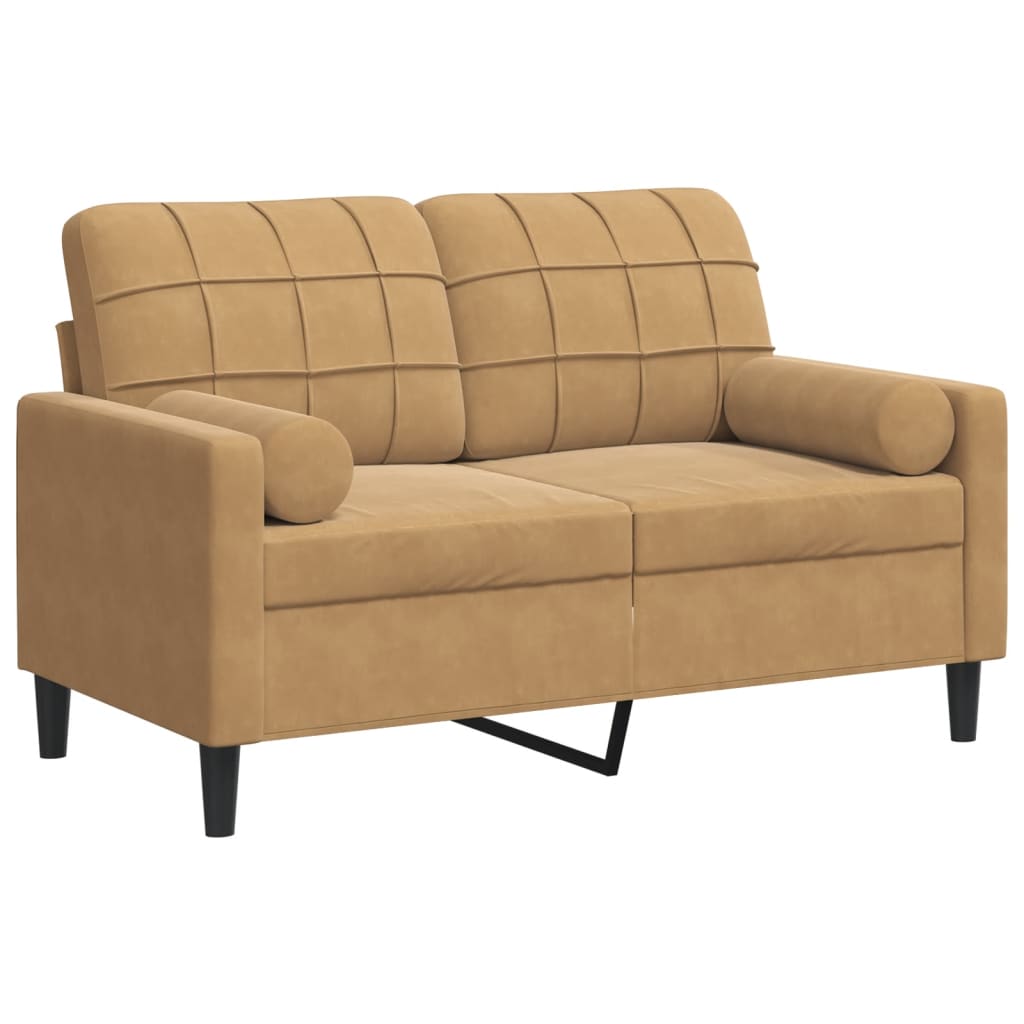 Sofá de 2 plazas | sofá de salón | sofá de descanso con cojines terciopelo marrón 120 cm cfw980863