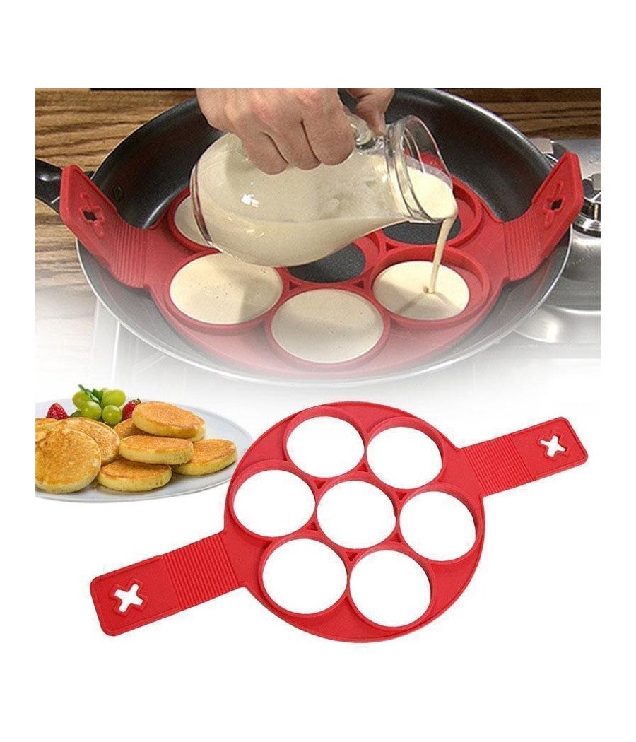Trade Shop - Stampo In Silicone Per Pancakes Cucina Frittelle Antiaderente Padella Omelette - - 6