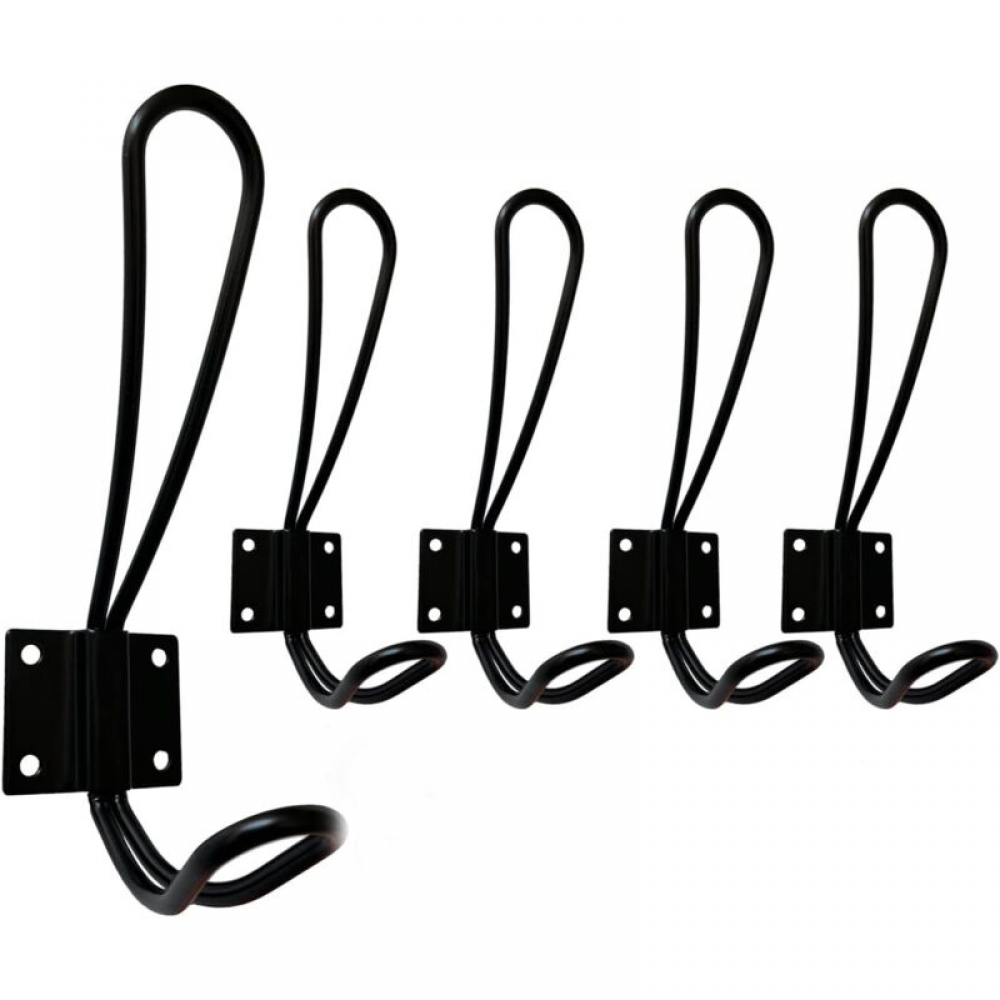 Lot De 5 Crochets Adhésifs Muraux – Plastique Noir Et Transparent, Par-dessus La Porte
