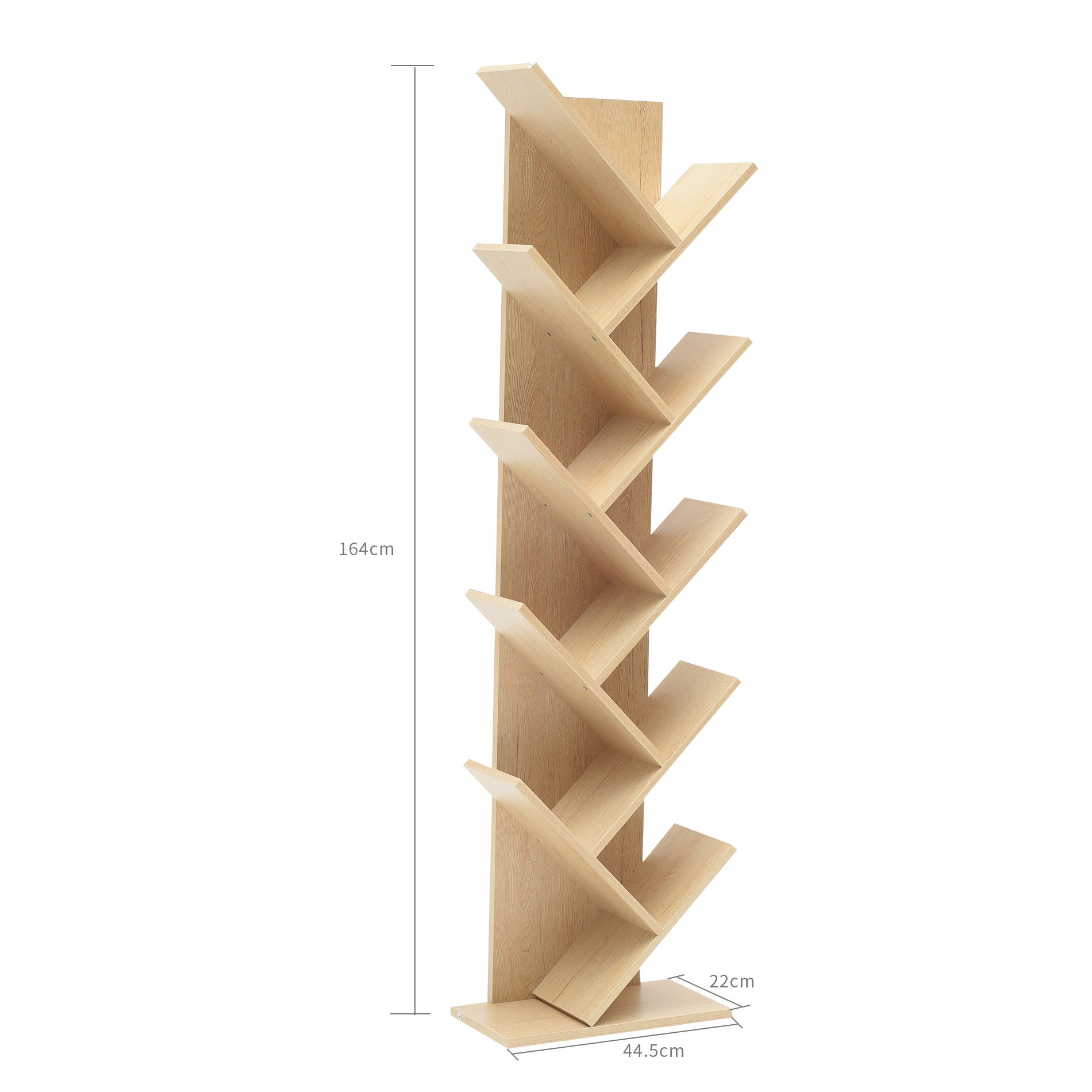 Libreria Scaffale 10 Ripiani Mobili Rebecca Legno Marrone Chiaro 160x44,5x22 - 2