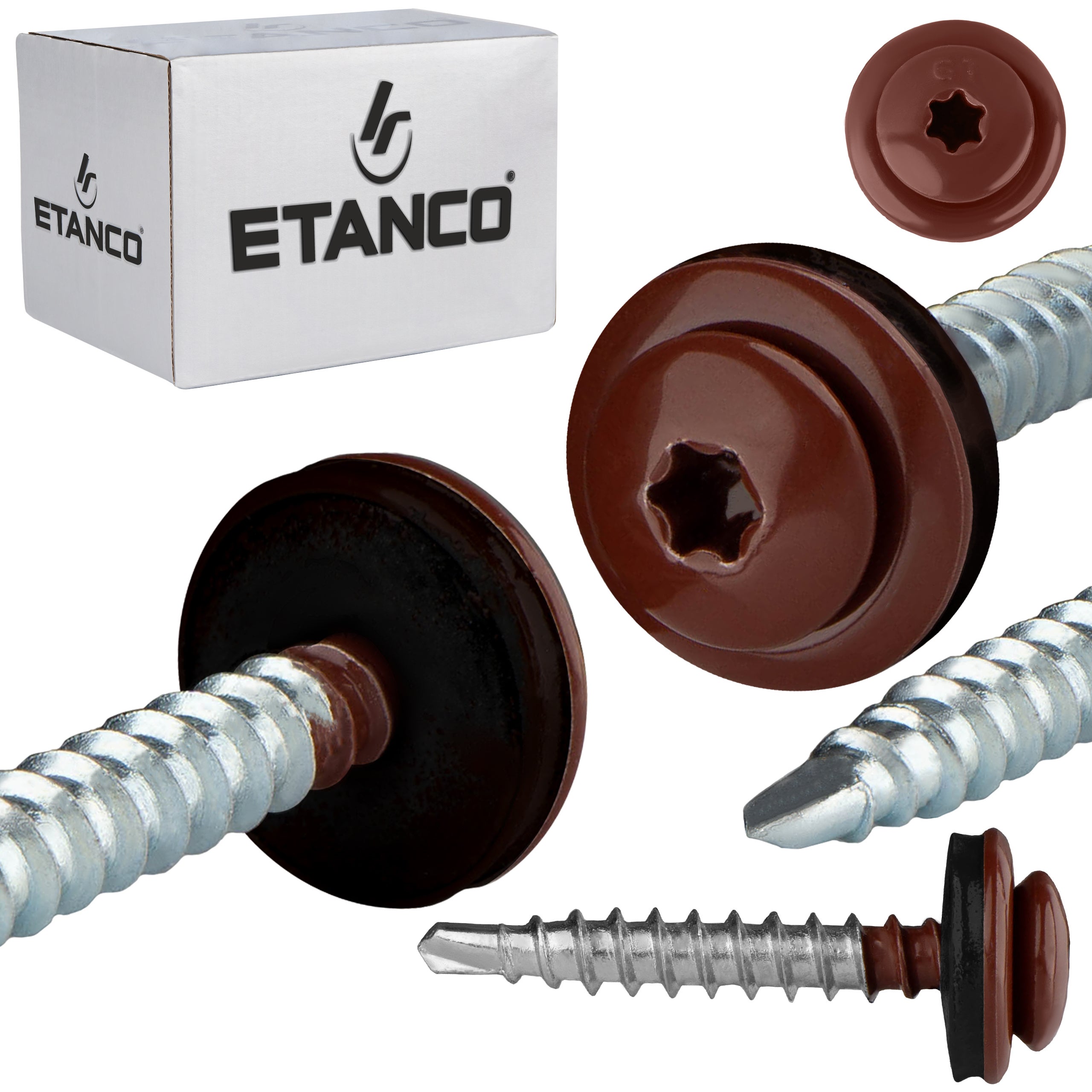 Wkręty farmerskie Etanco GTFP 4,8x35 mm RAL 8017 samowiercące 250szt