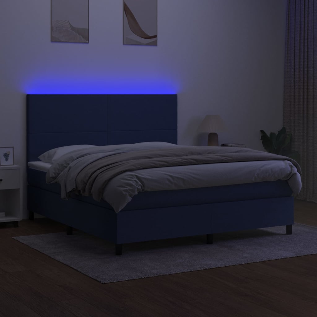 Maison Exclusive - Sommier à lattes de lit et matelas et LED Bleu 180x200 cm Tissu - 4