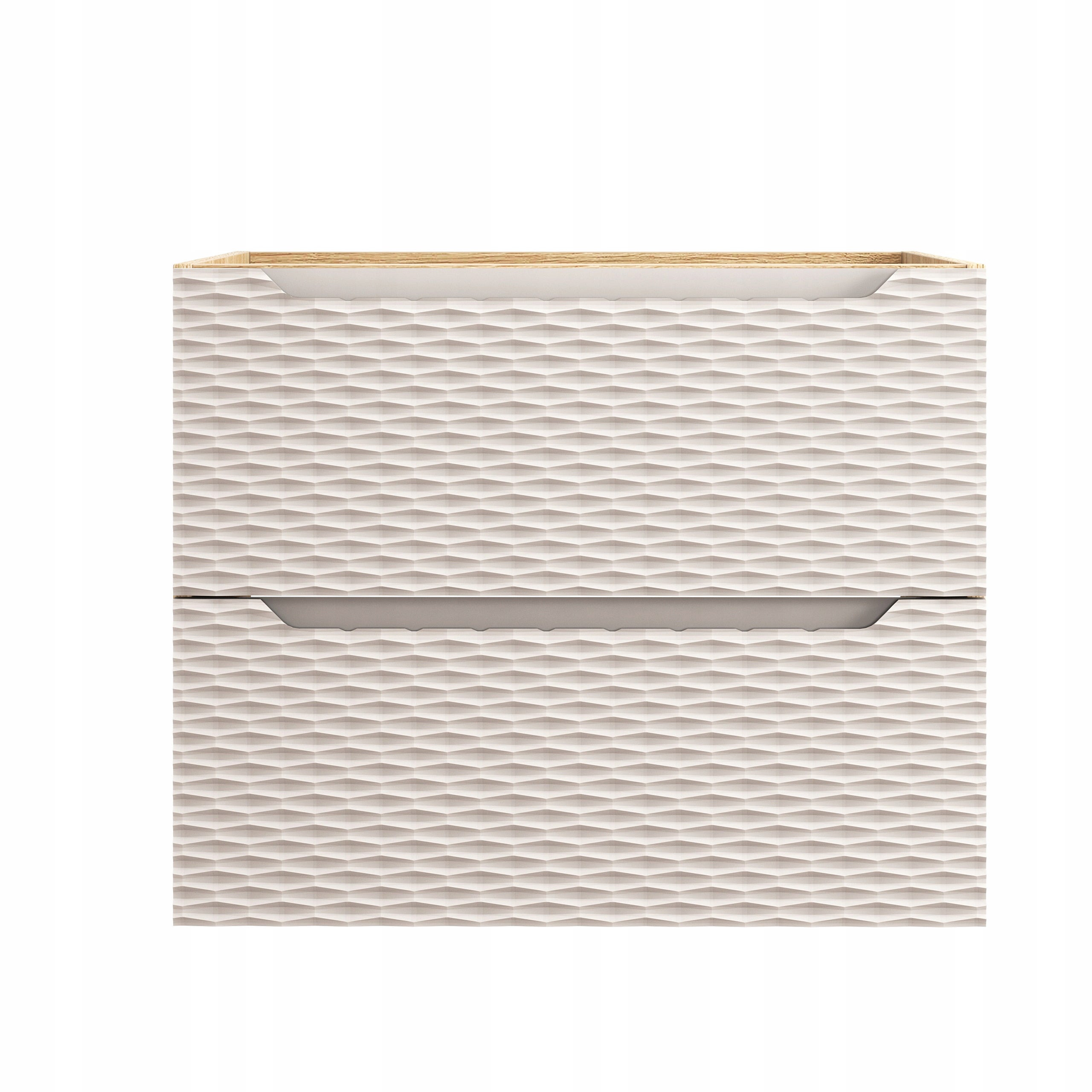 Szafka łazienkowa OCEAN 70 cm beżowa dąb olejowany front 3D MDF wisząca 2 szuflady - 6