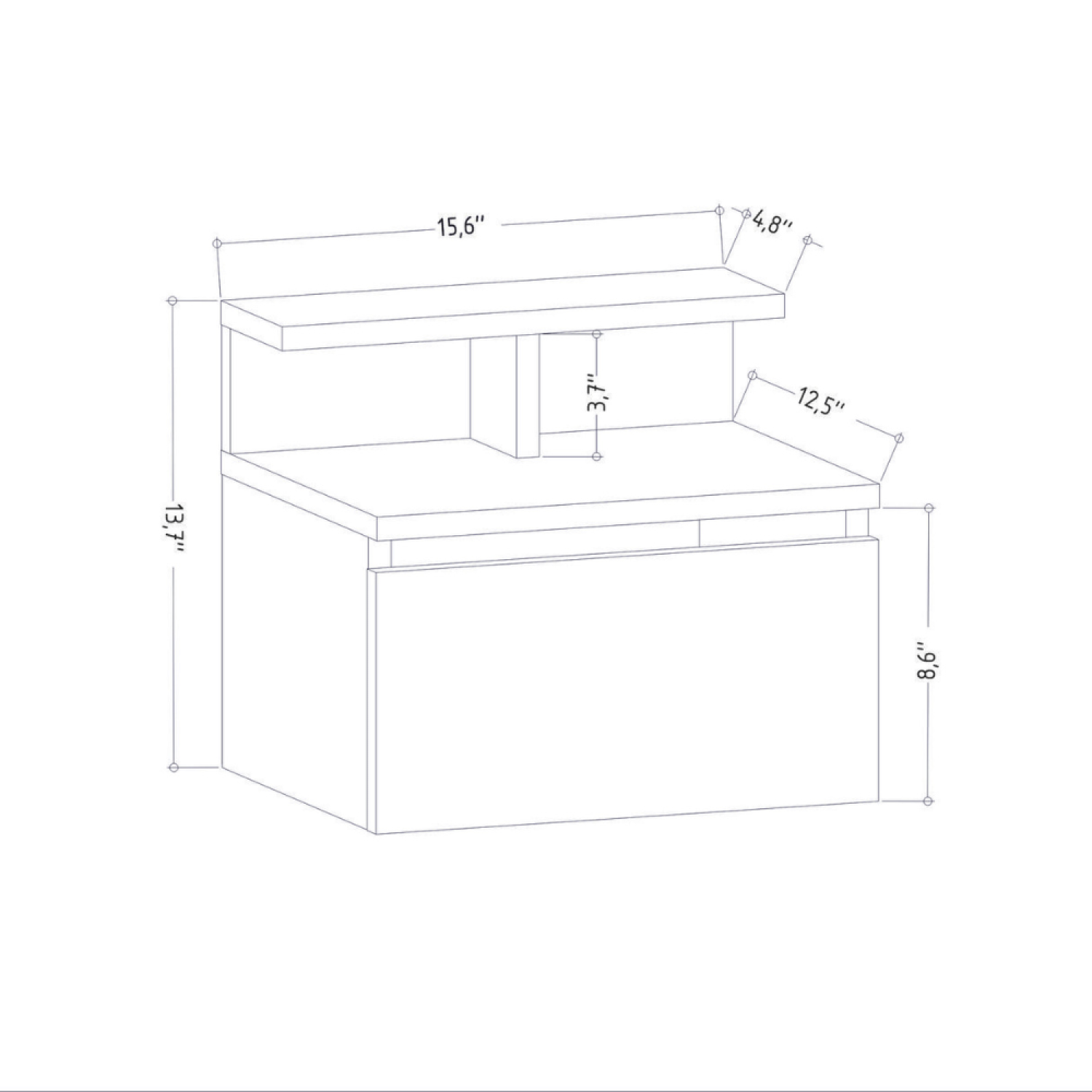 Table de chevet murale anthracite avec tiroir et étagère VISBY - 4