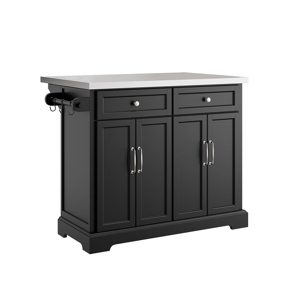 SoBuy Wyspa kuchenna z 2 szufladami Czarny 107x71x92cm Klasyczny FKW71-II-SCH