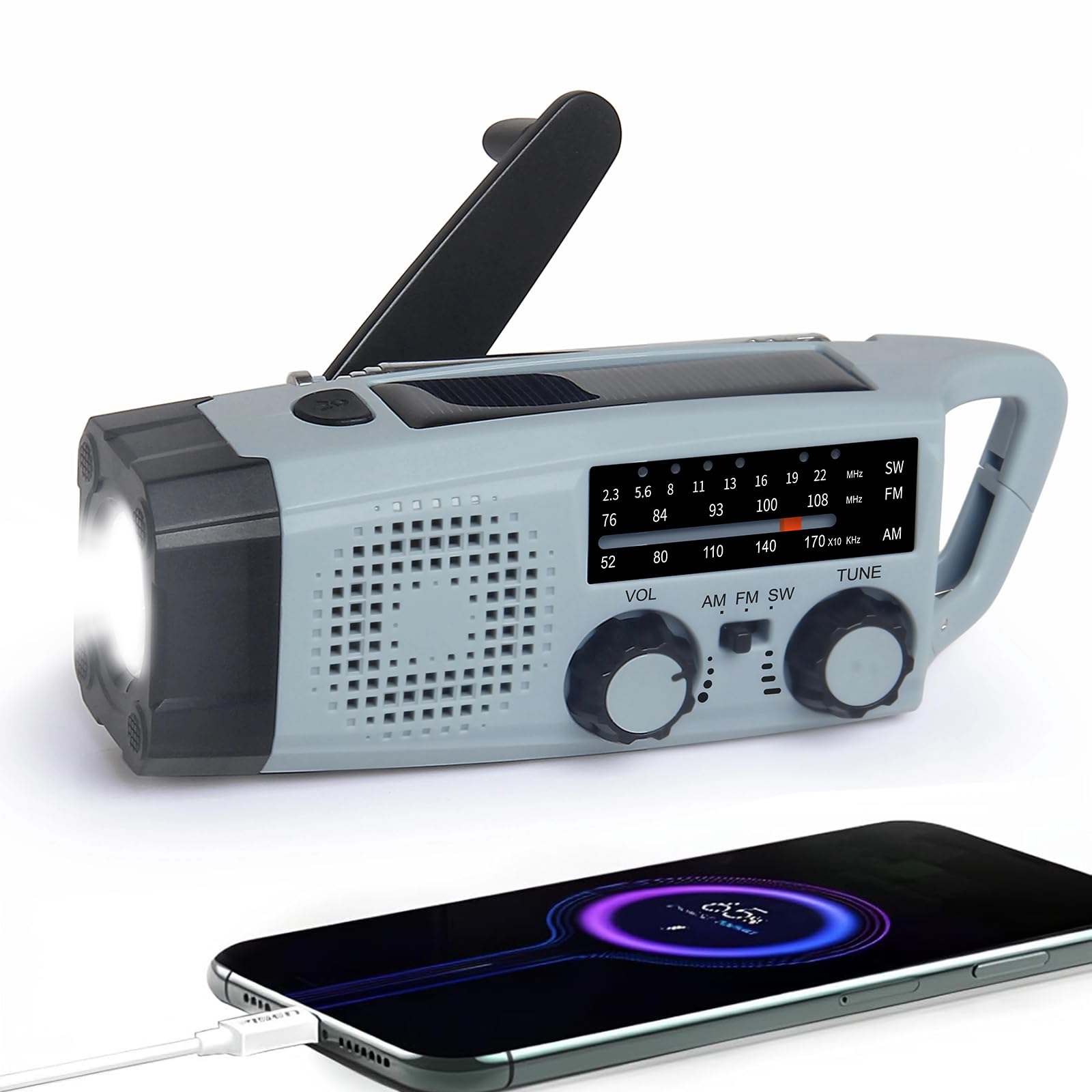 Radio Solaire - Radio À Manivelle Am-Fm-Wb - Chargeur De Téléphone