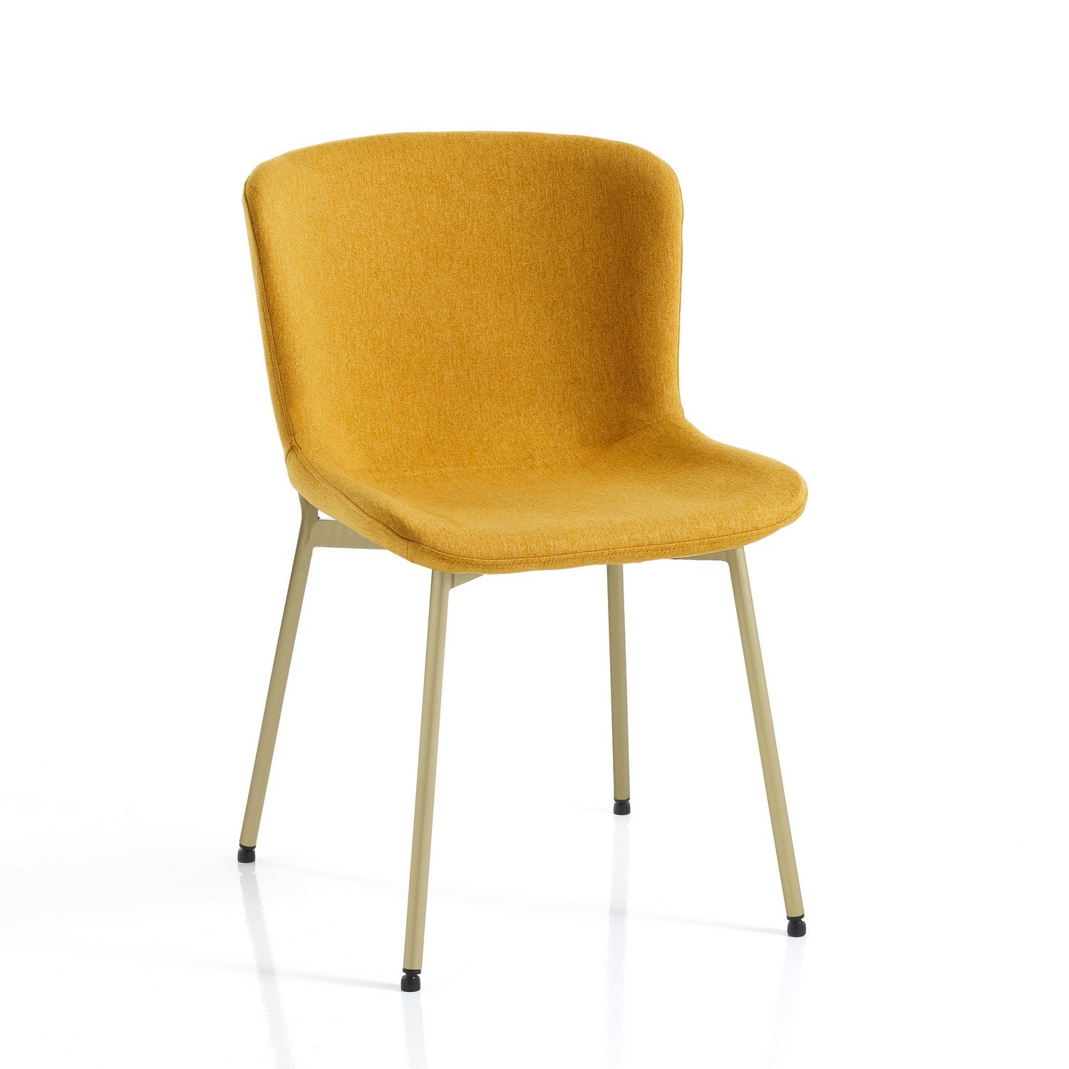 Zestaw 4 krzeseł Snug Yellow Gold w żółtej tkaninie i złotym metalu, idealny do salonu lub gabinetu, wys. 80 x szer. 50 x gł. 60 cm