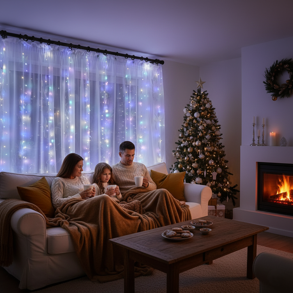 Kurtyna świetlna LED RGB 3x3m 300 diod USB 5V IP44 8 trybów z pilotem lampki wewnętrzne ozdoba multikolor MasterLED - 7