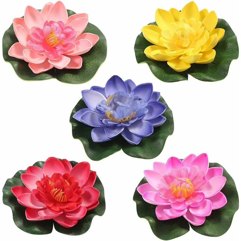 5 sztuk sztucznych lilii wodnych, pływający kwiat lotosu, dekoracja na ślub, do domu, stawu, 10 cm