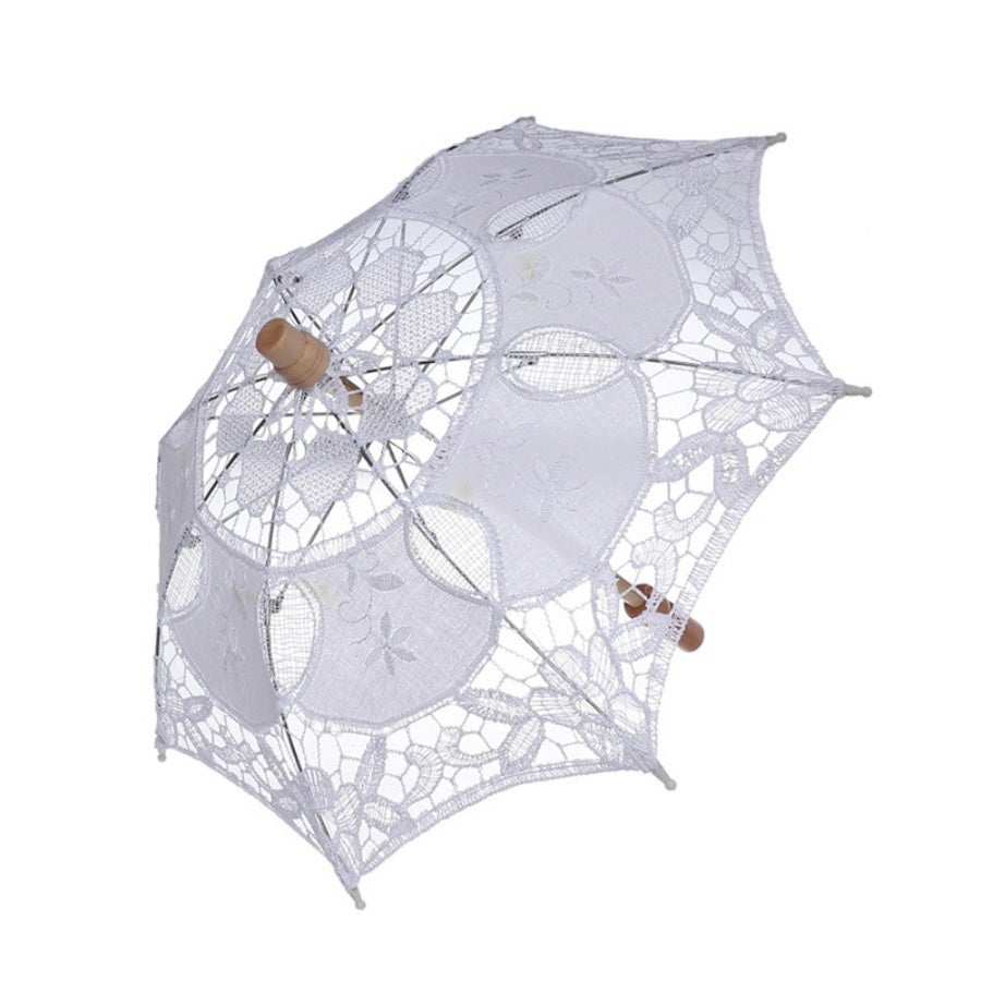 Ombrelle de mariage en dentelle, mini parasol pour mariée. Accessoire idéal pour fête, danse et séance photo.Blanc - 2