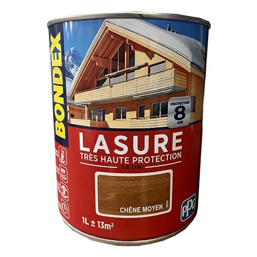 Lasure BONDEX Très Haute Protection 8 ans satin Chêne moyen 1 L - Contenance : 1 L