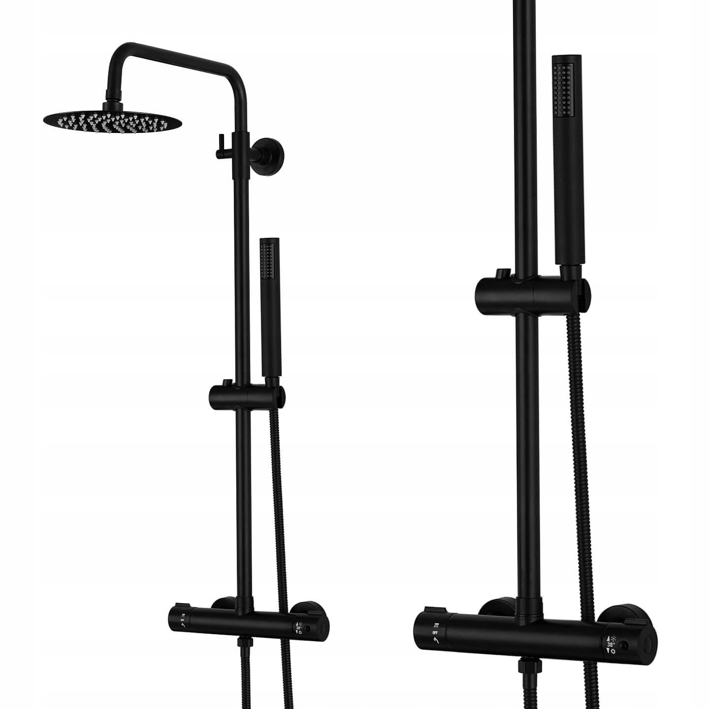 CZARNY ZESTAW PRYSZNICOWY KOLUMNA NATRYSKOWA NATRYSK DO KABINY PRYSZNICOWEJ