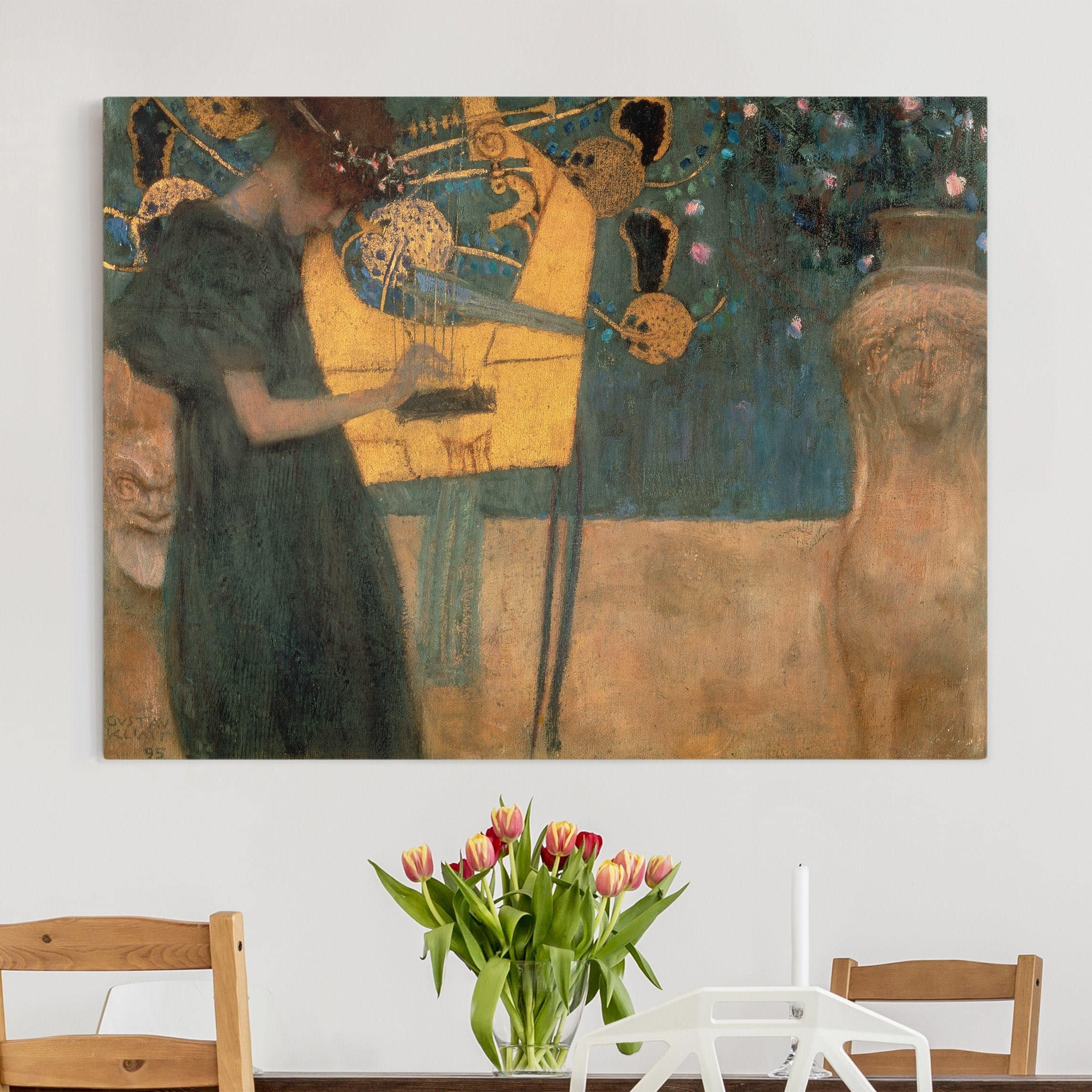 Lienzo cuadro en lienzo bastidor impresion en lienzo verde gustav klimt pintura artista 167 dormitorio salón pasillo comedor 100 x 75 cm