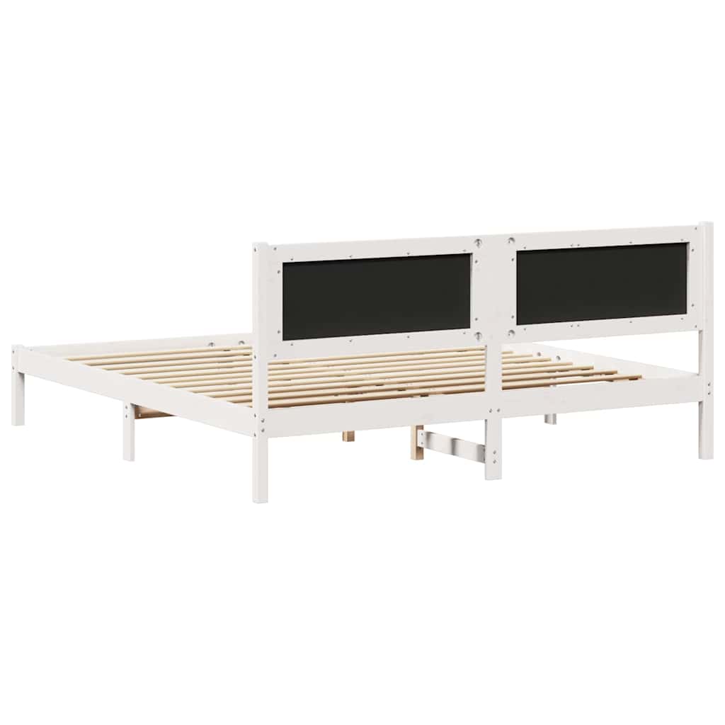 Cadre de lit gris clair, pin massif, pour la chambre, 200 × 200 cm - 7