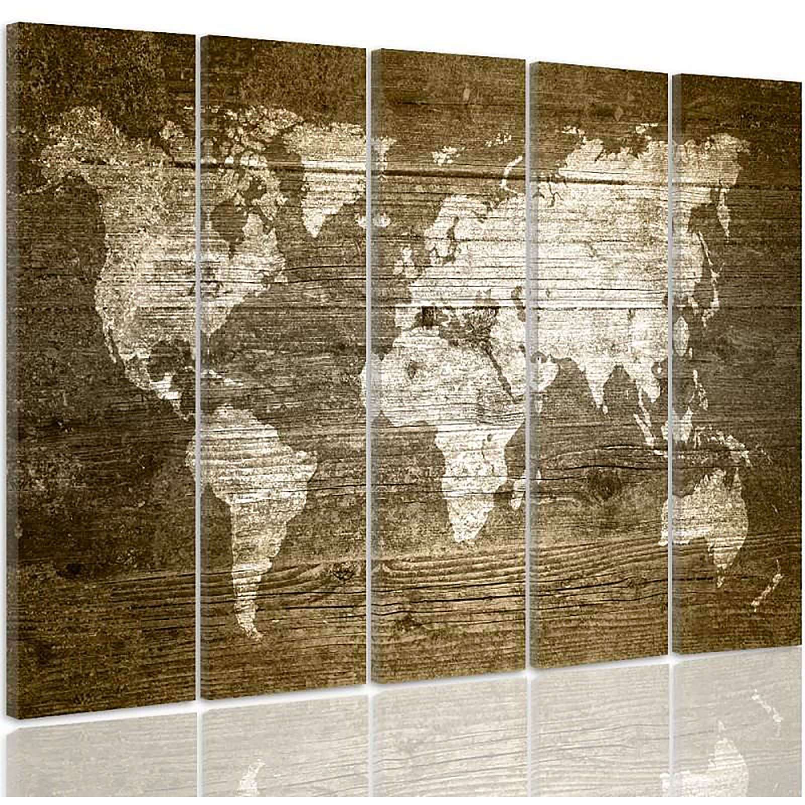 Tableau carte du monde rustique - 100 x 70 cm - 2