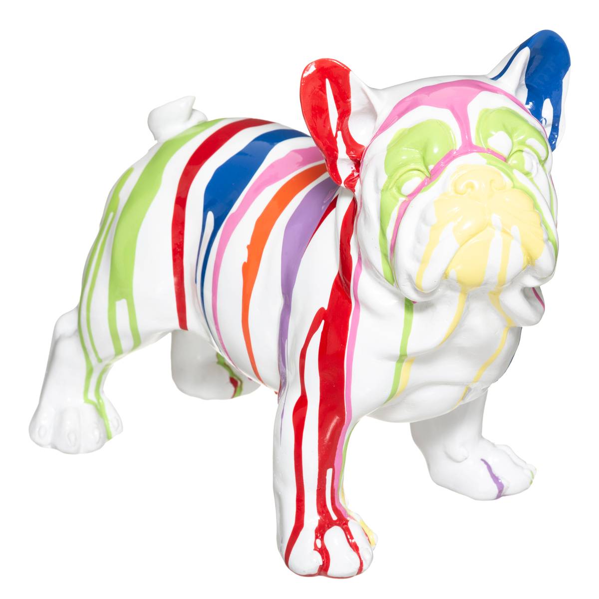 Statuette chien bouledogue en céramique zoya (blanc et or