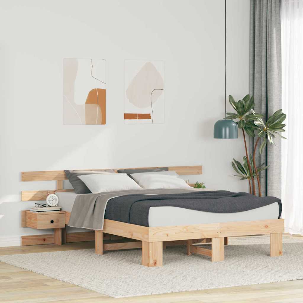 Ramka łóżka Brązowy 135 x 190 cm Lite drewno sosnowe vidaXL
