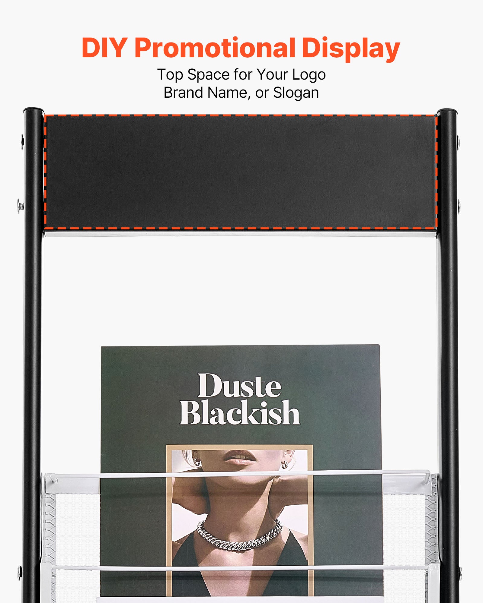 Présentoir à Brochures VEVOR 6 Niveaux, Porte-Brochures sur Pied en Métal avec Roulettes, pour Magazines, Journaux, Expositions & Bureaux - 5