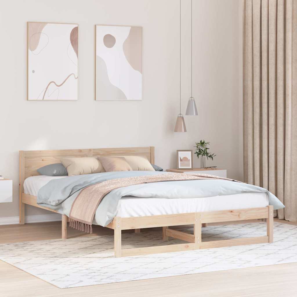 Ramka łóżka Naturalny 140 x 200 cm Lite drewno sosnowe vidaXL