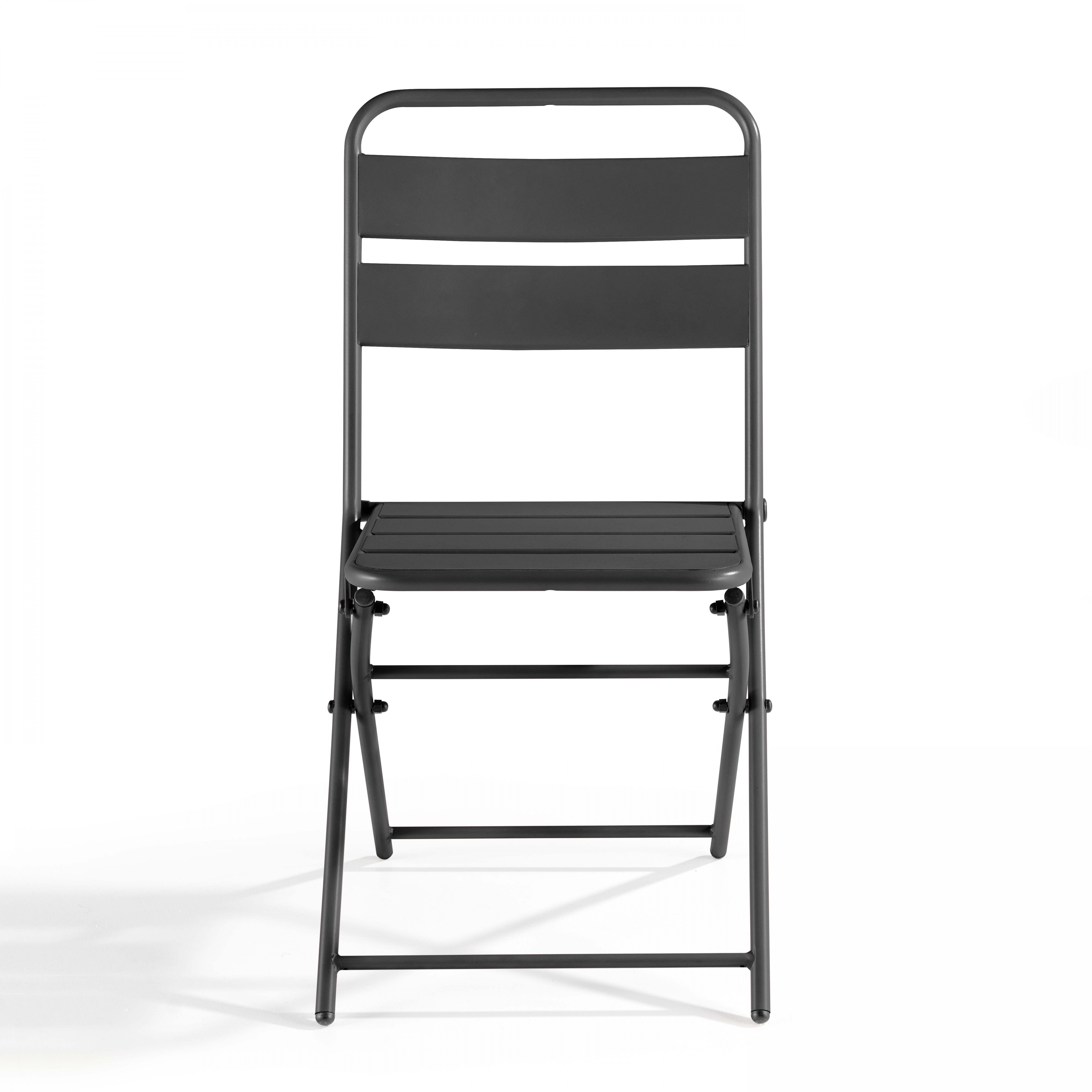 Lote de 2 sillas plegables de jardín de metal gris, Palavas - Oviala - 3