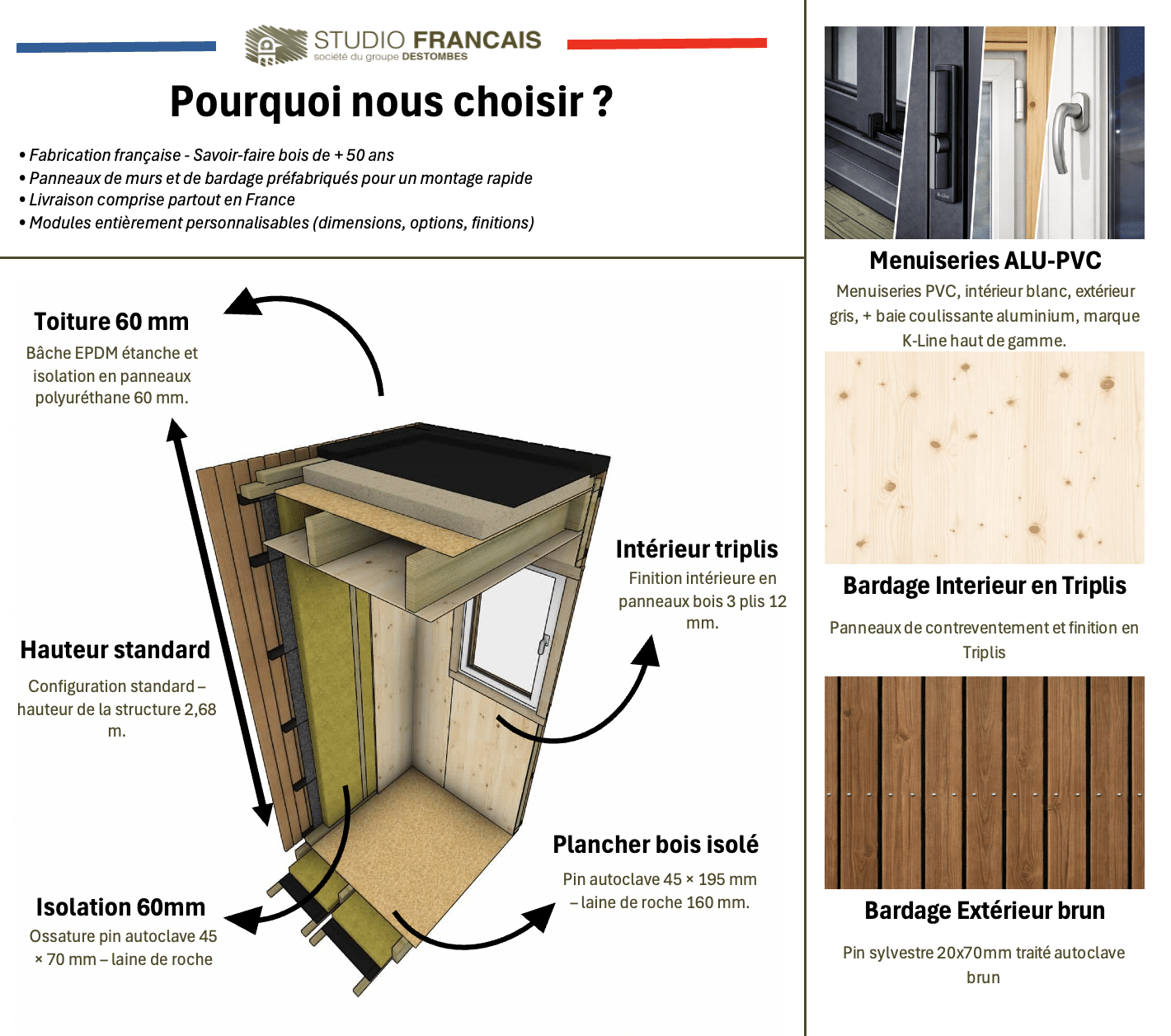 Bureau de jardin bois en bois 5,5 x 3,5 x 2,7 m avec plancher isolé - 3