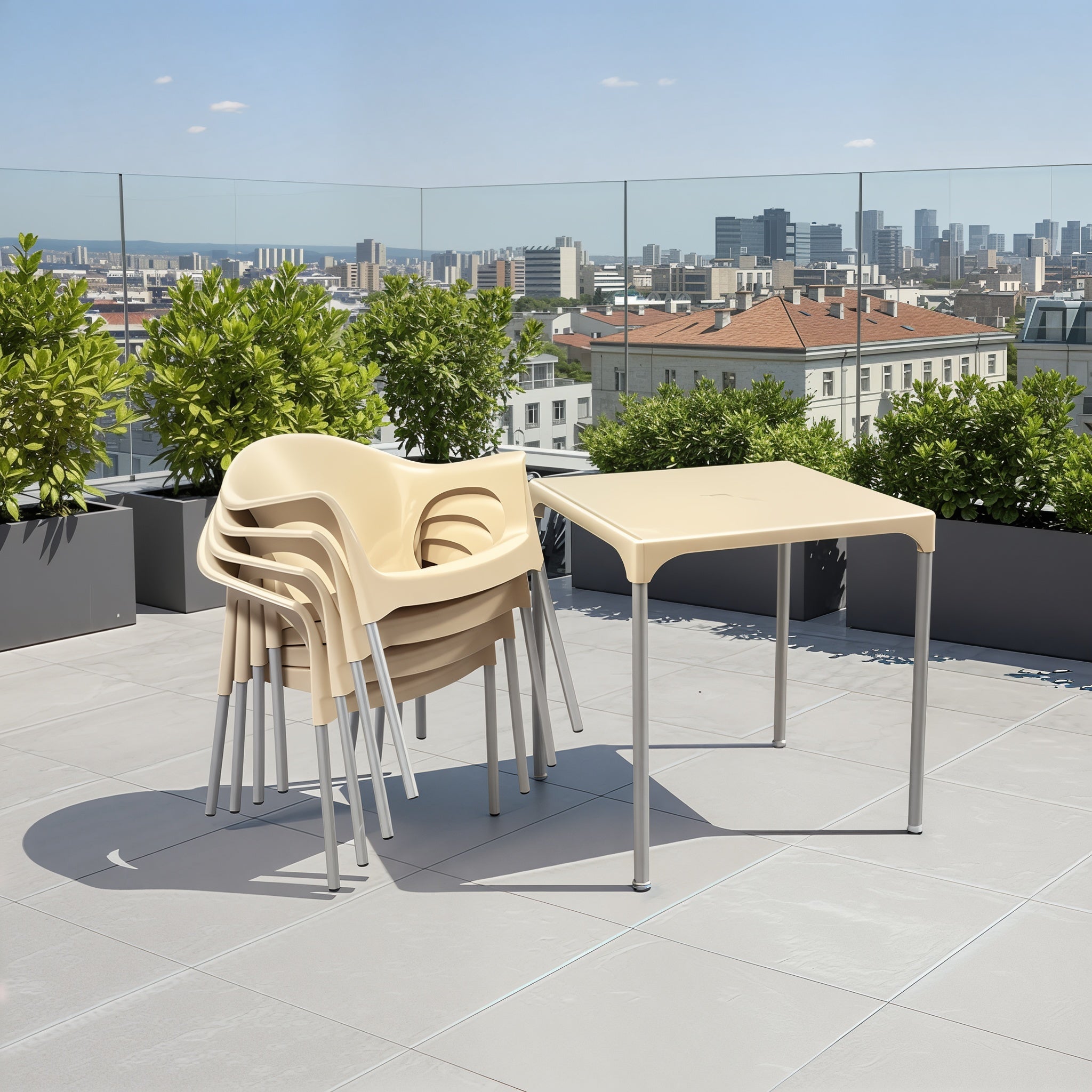 Conjunto de jardín Brisa beige de polipropileno 5 piezas para exterior ROMERO GARDEN - 2