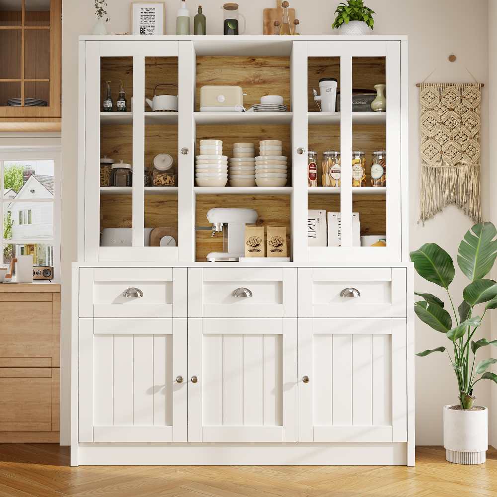Wysoka szafka do przechowywania 140×38,5×175 cm z witrynami, szufladami i nowoczesnym, minimalistycznym designem – praktyczna