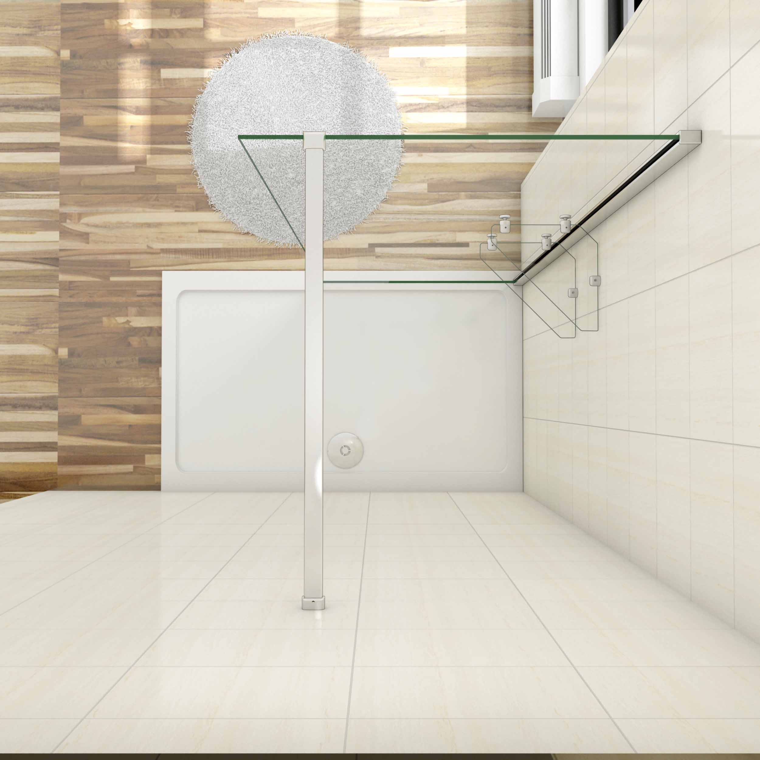 Aica Paroi De Douche 90x190cm Paroi De Douche À L'italienne Avec Une Barre De fixation 90cm recoupable - 3