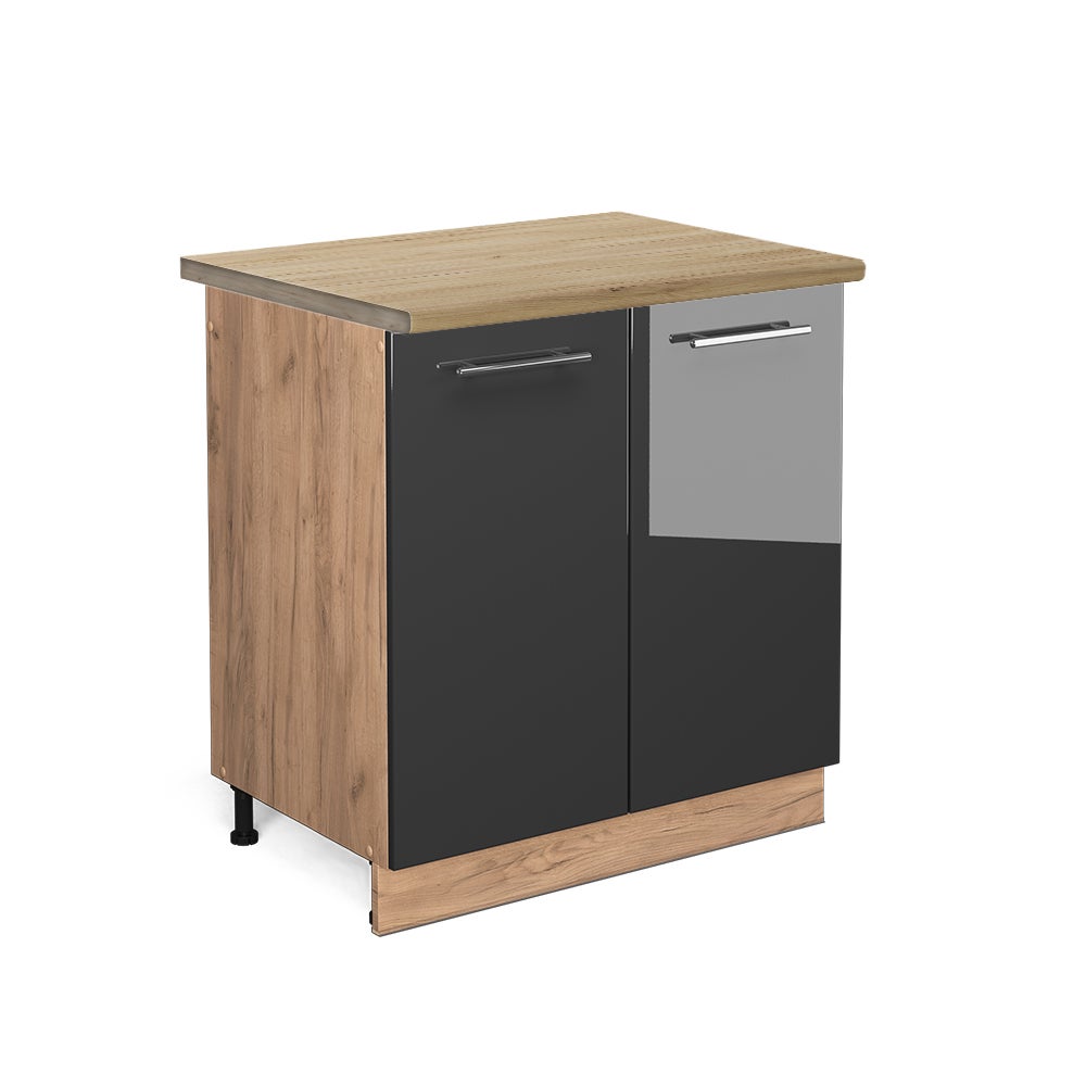Vicco Szafka pod zlew Fame-Line, Antracyt wysoki połysk, 80 cm , BP Dąb