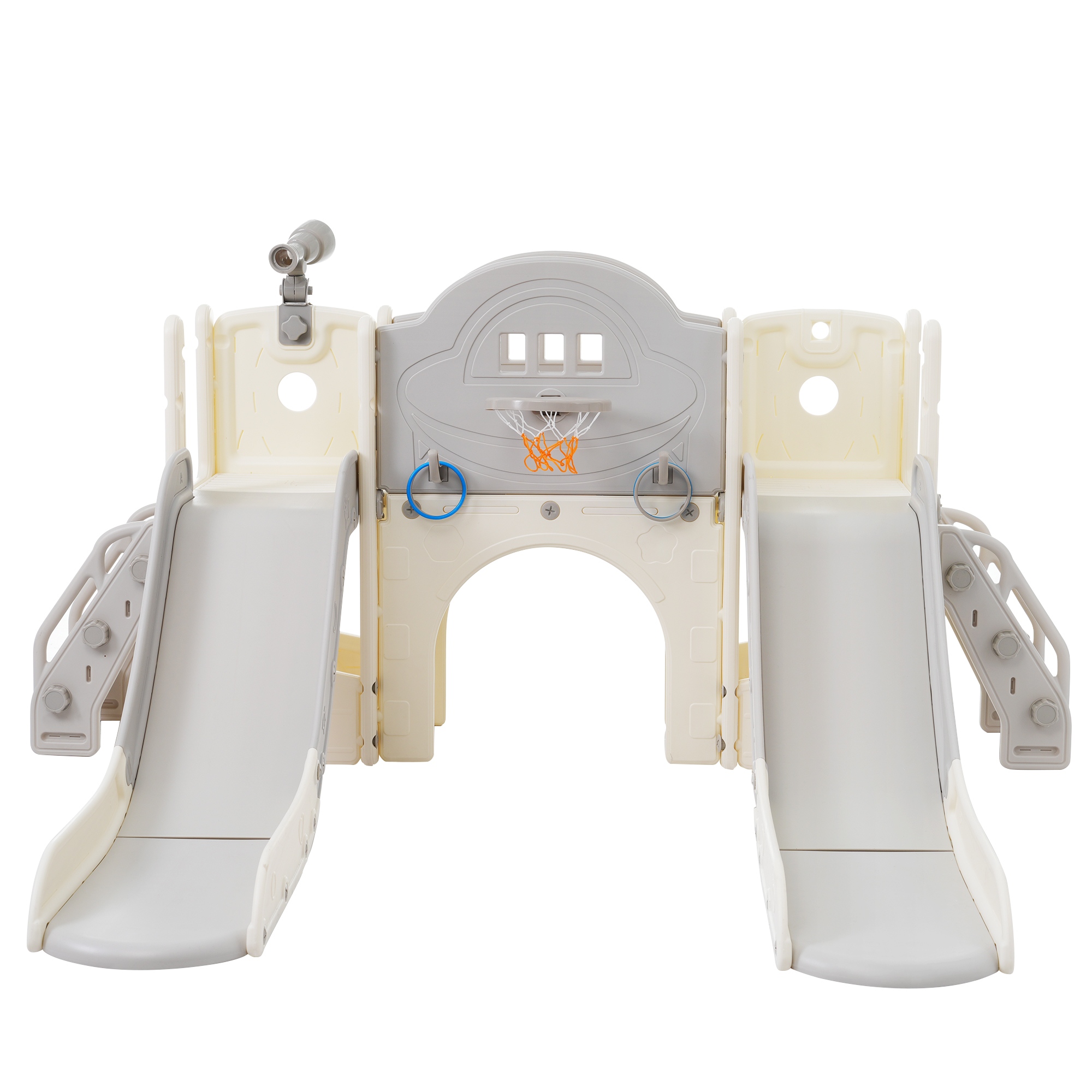 Jouet de plein air pour enfants 8 en 1 - Toboggans, escalade, panier de basket, jeu de perche - Multicolore - 4