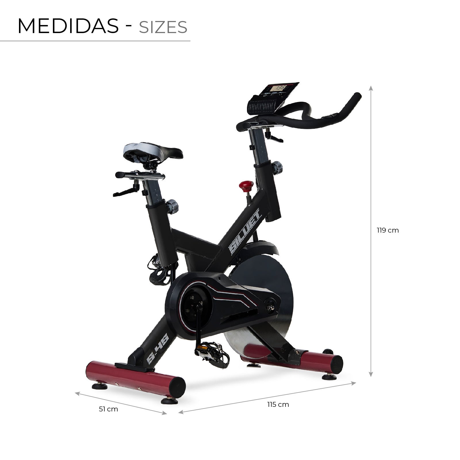 Bicicleta de Ciclo Indoor Siluet S-4S 115x51x119 cm 7 funções, pulsómetro, inércia de 18 kg e resistência regulável - 4