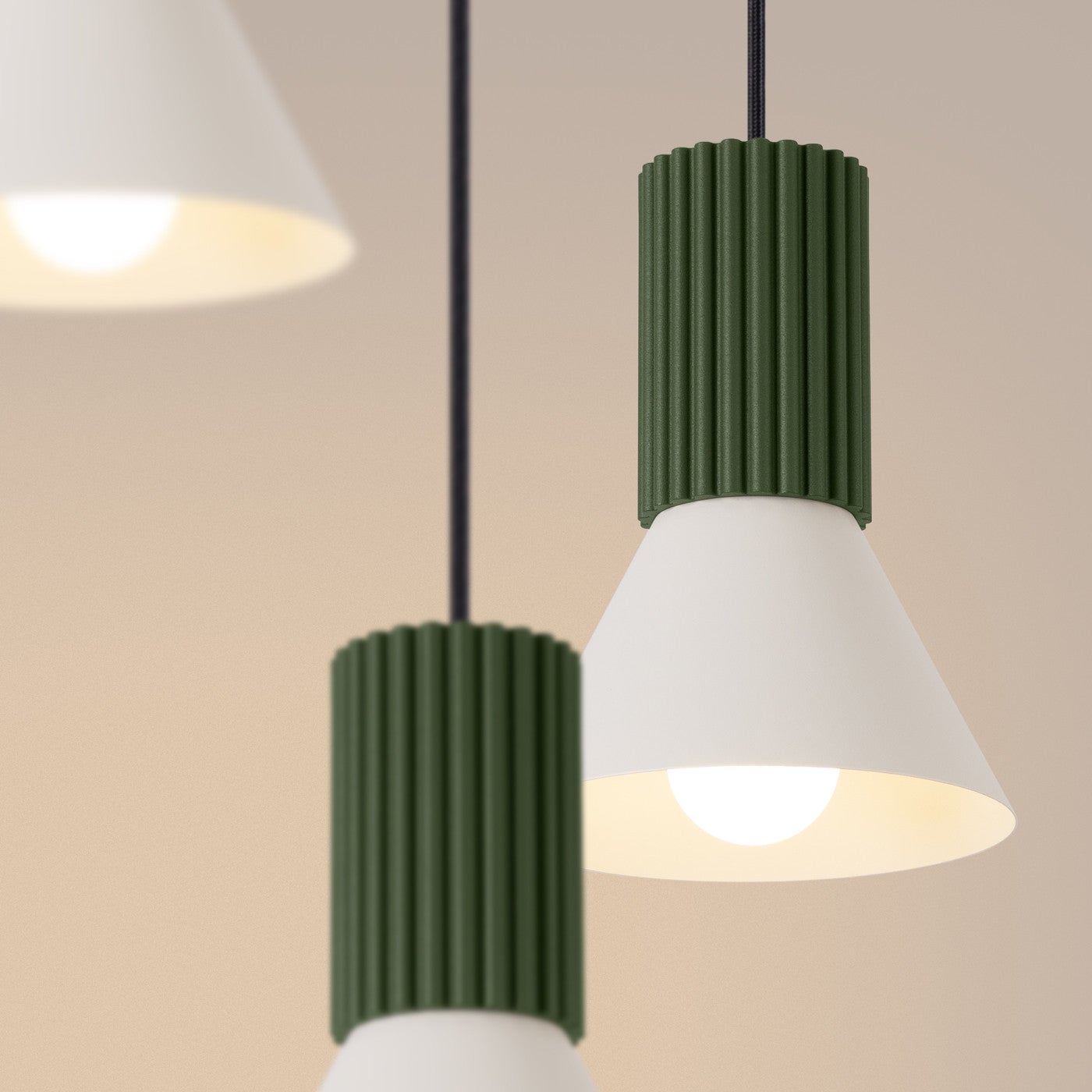 Lampa sufitowa ryflowana ESTRIA zielono-beżowa 3xE14x15W metal wym:120x30x30cm IP20 Sollux Lighting - 5