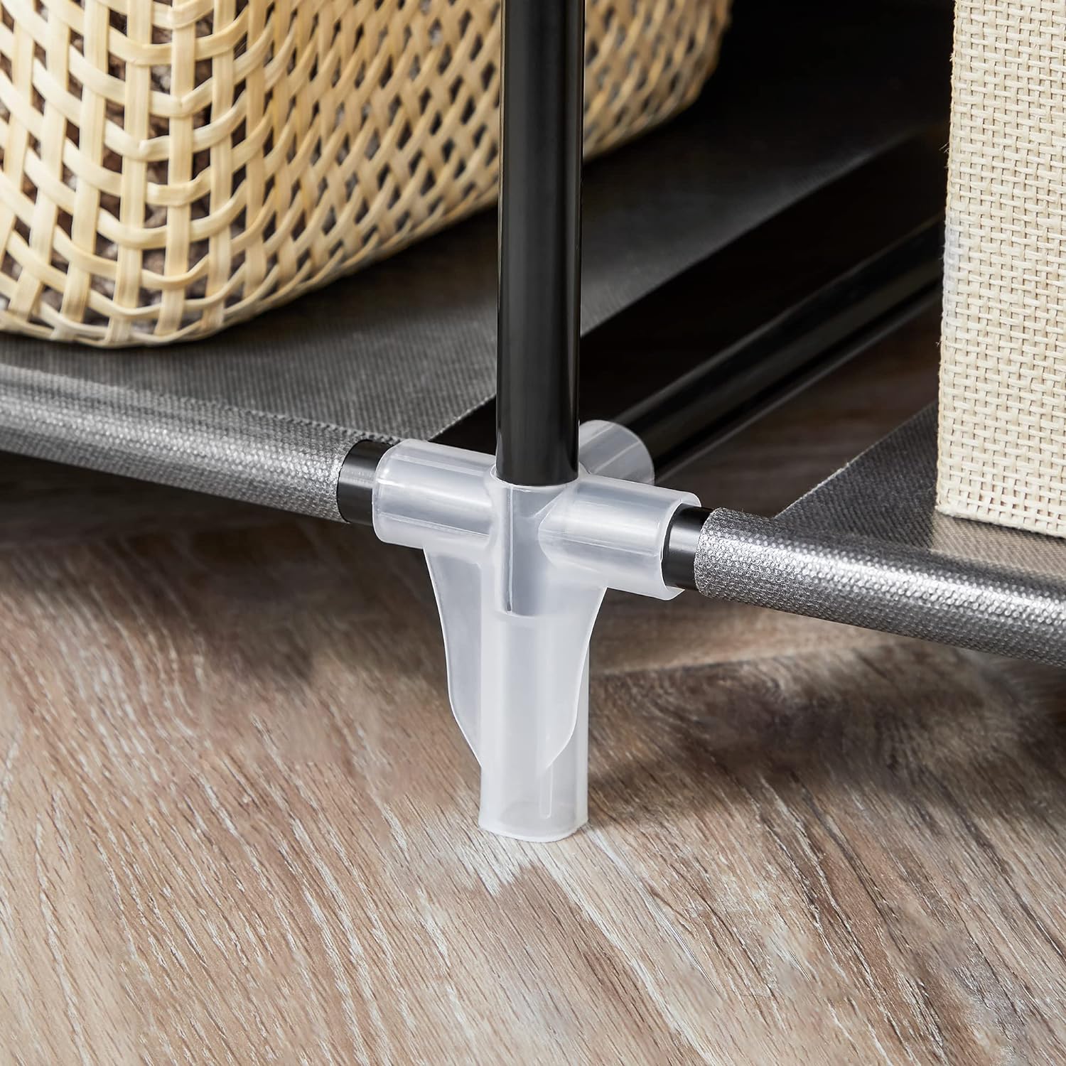 SONGMICS Armoire de Rangement en Tissu, Penderie avec Housse, Placard, Garde-robe, 45 x 150 x 175 cm, 12 Compartiments, pour Chambre, Vestiaire, Noir - 4