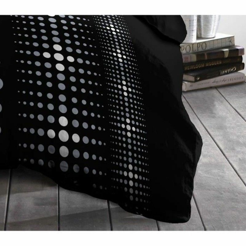 Parure de couette Microfibre STEEVY 220x240cm et 2 taies doreillers 63x63cm Noir - 2