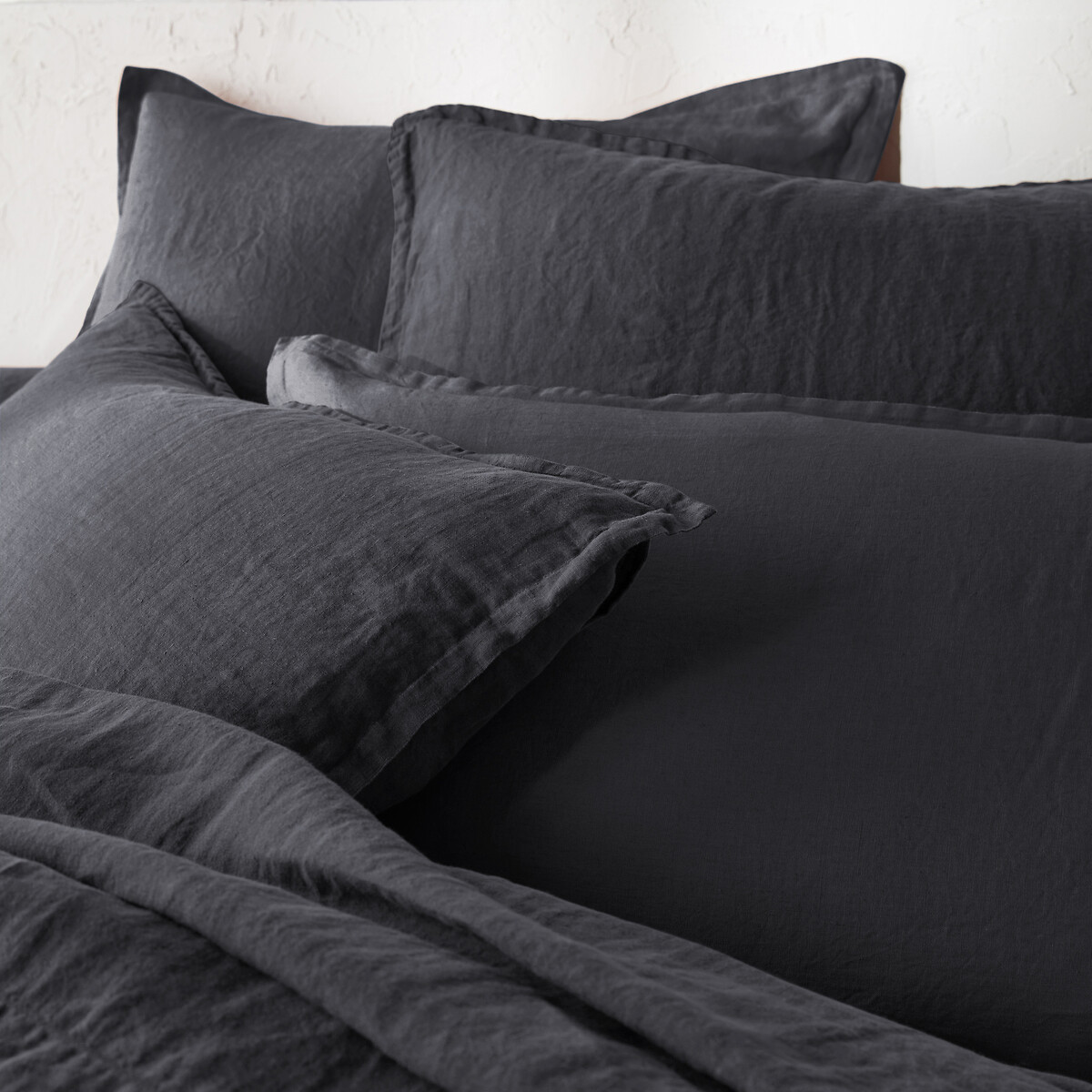 Drap housse lin lavé, bonnet 30cm, Linot - Carbone - 120 x 200 cm - 3