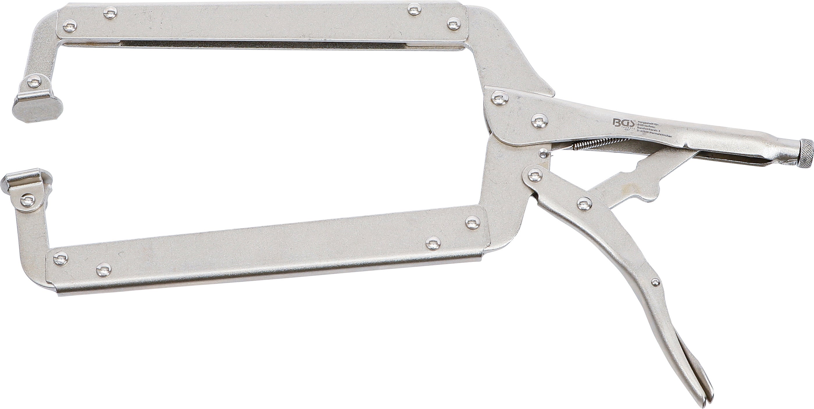 Szczypce zaciskowe BGS Puntlas mocny mechanizm 250 mm głębokość zacisku