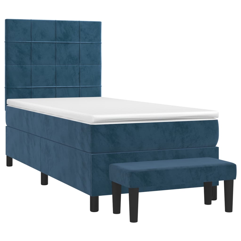 Sommier à lattes avec matelas Bleu foncé 100x200 cm — COMFORTXL - 3