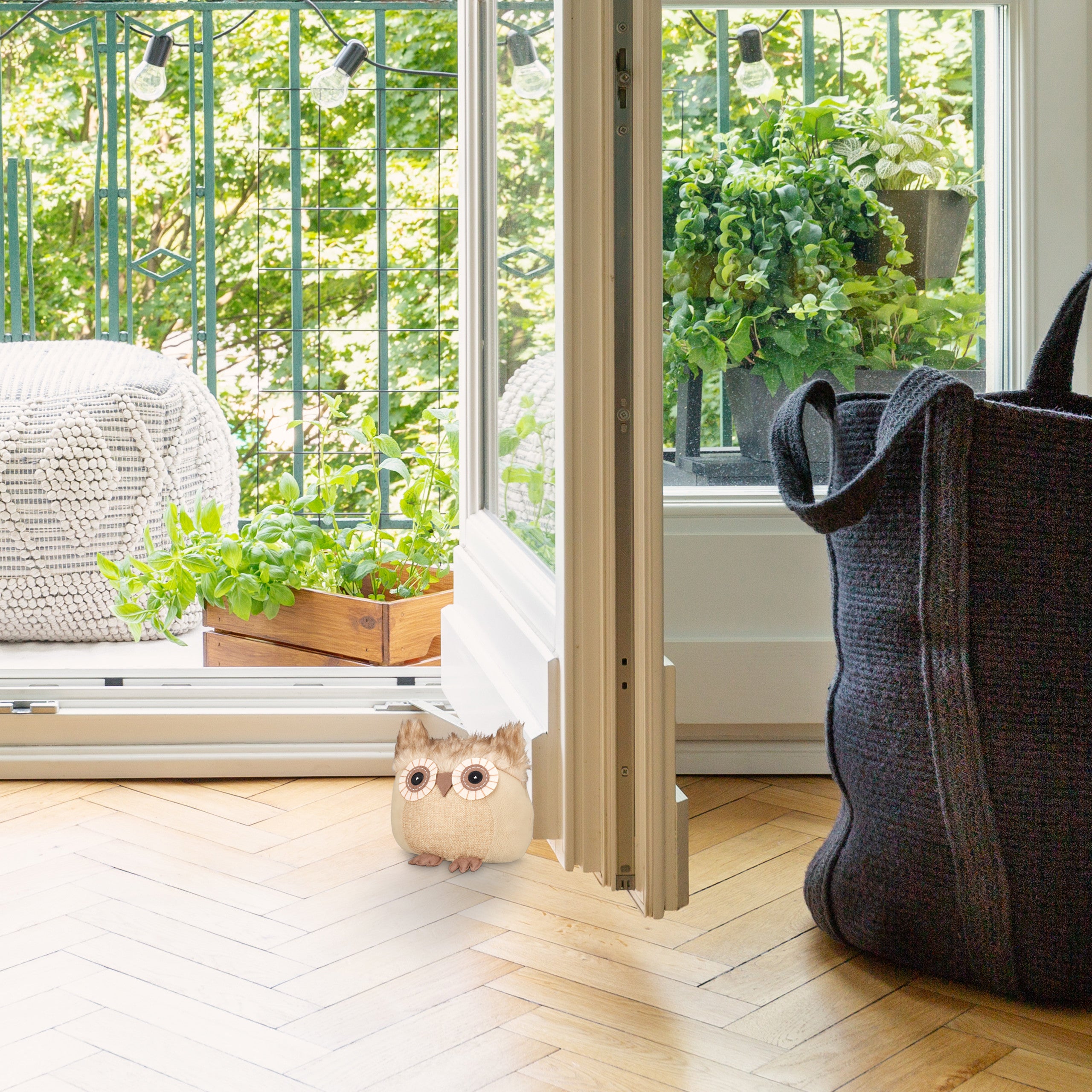 Butoir pour porte Chouette, lot de 3, tampon pour porte décoratif, se tient droit, rempli, intérieur, décoration, marron - 4