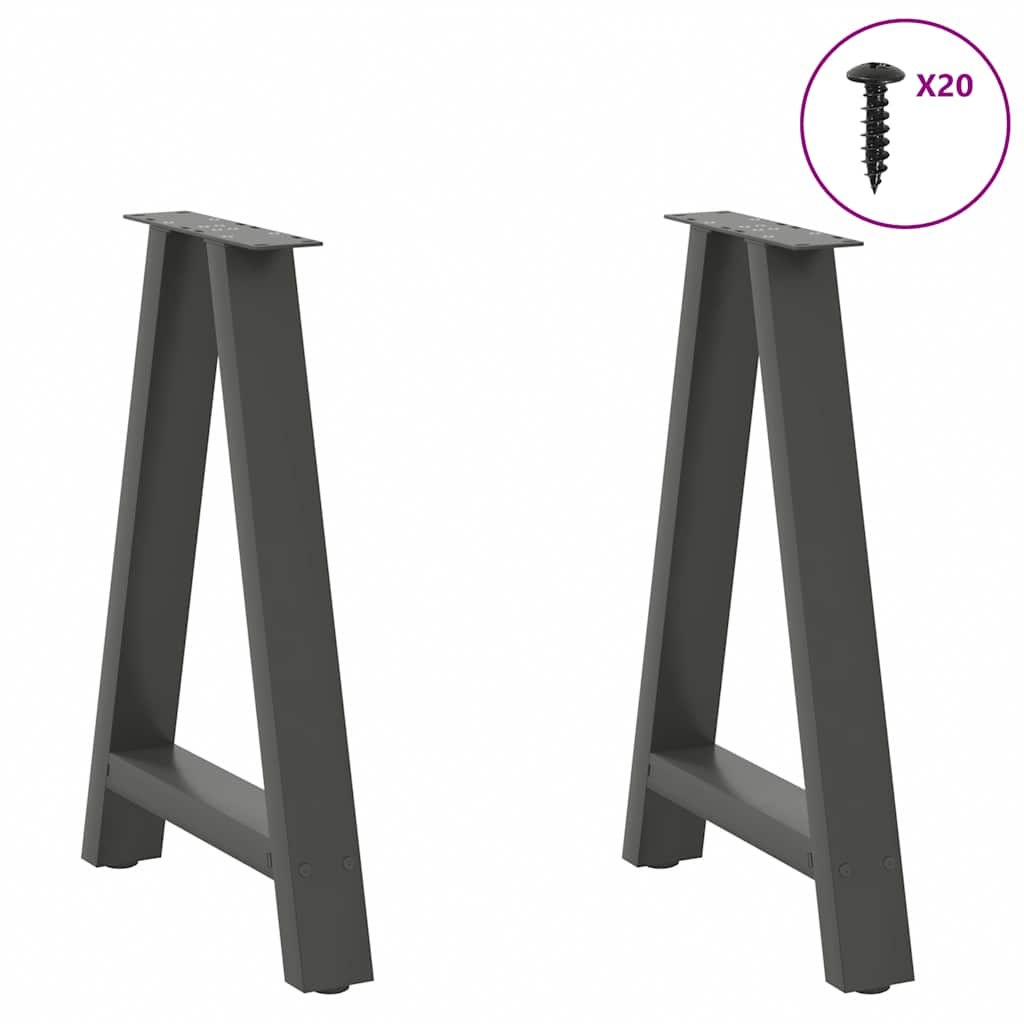 Pernas de mesa de centro Forma A 2 unidades aço antracite?60x(72-73) cm - COMFORTXL - 3