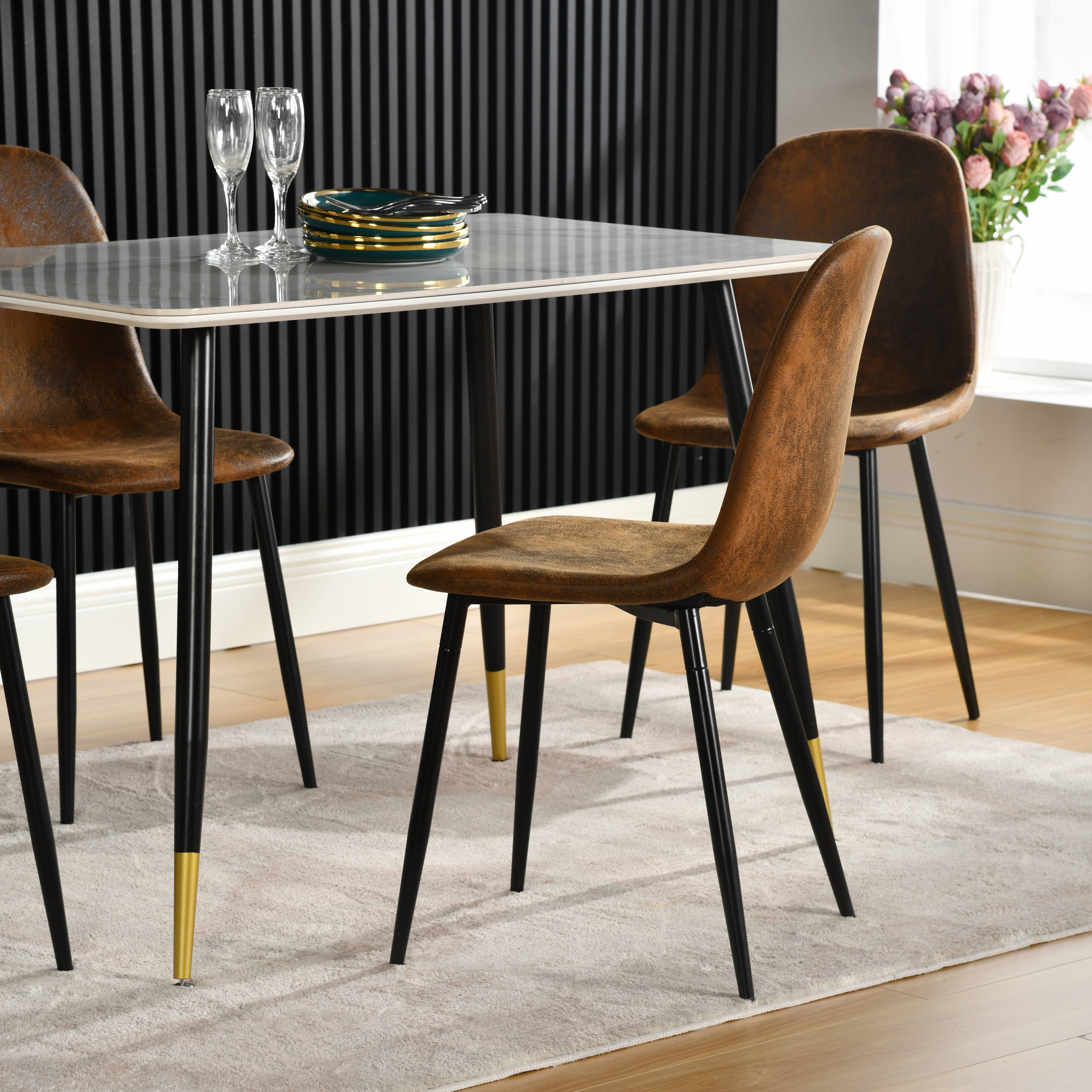 URBAN MEUBLE Lot de 4 chaises de salle à manger de style vintage pour la maison, la cuisine et le salon, marron - 5