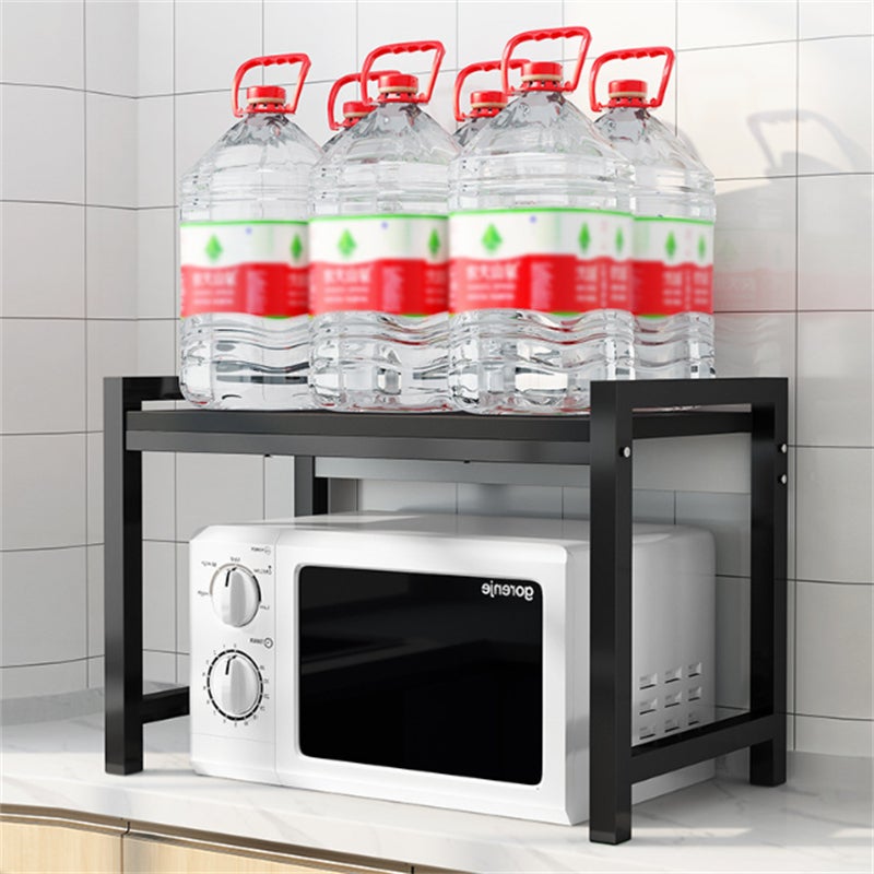 Estante de cocina de 3 niveles - Madera de sauce negro y estructura de metal - Soporte multifunción para microondas - 51 x 34 x 68 cm - 4