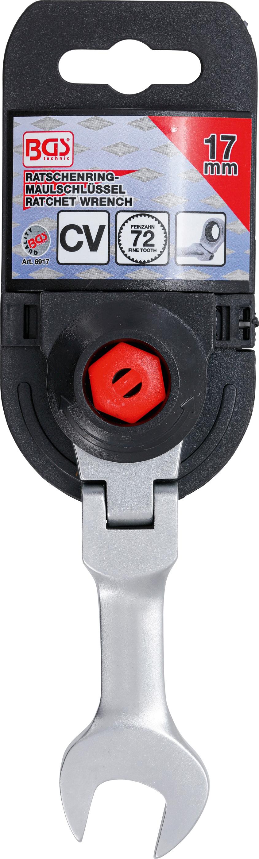 Clé mixte à cliquet | courte | à couder | 17 mm - 2