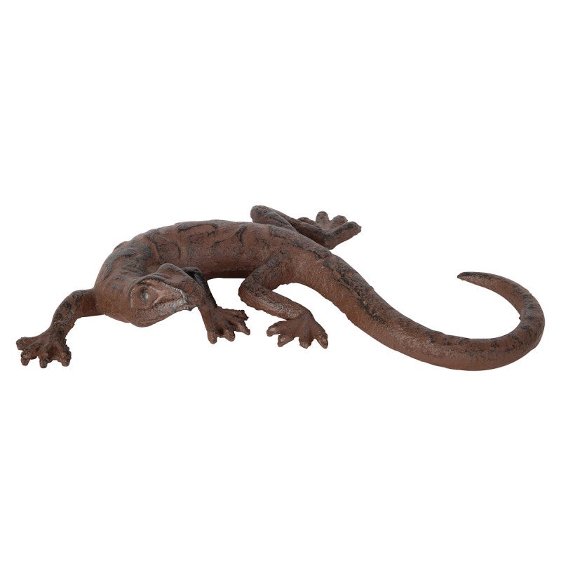 Lézard Mural en Fonte Noire pour le Jardin - Une Unité