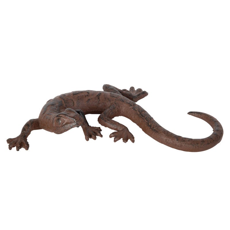 Lézard Mural en Fonte Noire pour le Jardin - Une Unité Lézard Mural en Fonte Noire pour le Jardin - Une Unité