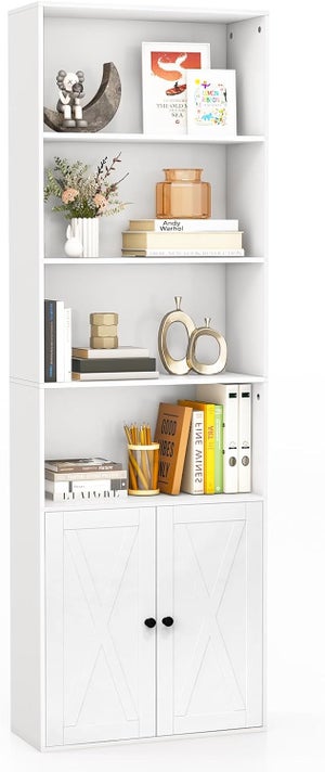 Libreria Panca Per Bambini - Scaffale Portagiochi Con Cuscini, Bianco, 80.5x40x110 Cm, 6 Vani