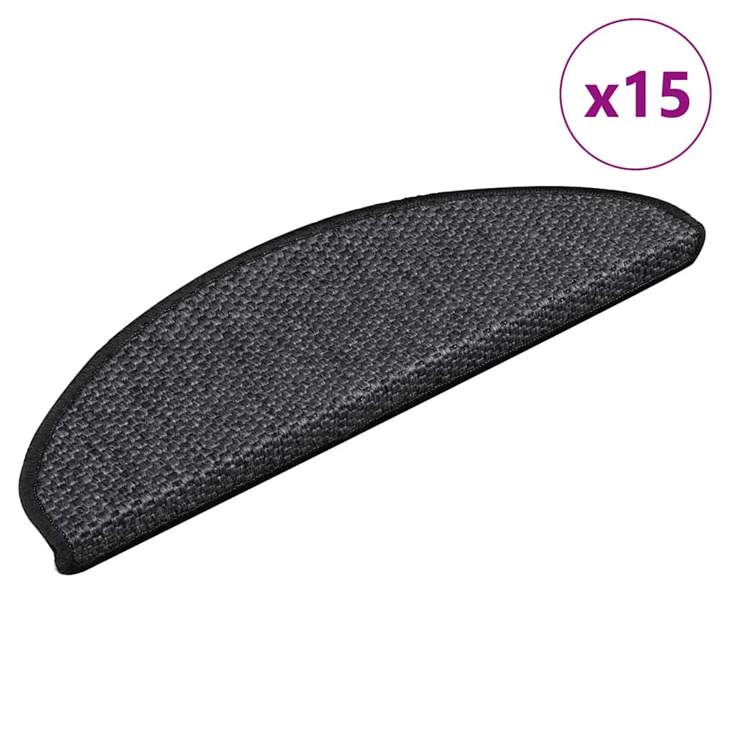 Samoprzylepne nakładki na schody, 15 szt., 65x21x4 cm, antracyt vidaXL